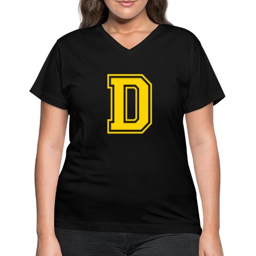 Letter D – Capital Athletic Alphabet Monogram - Women's V-Neck T-Shirt