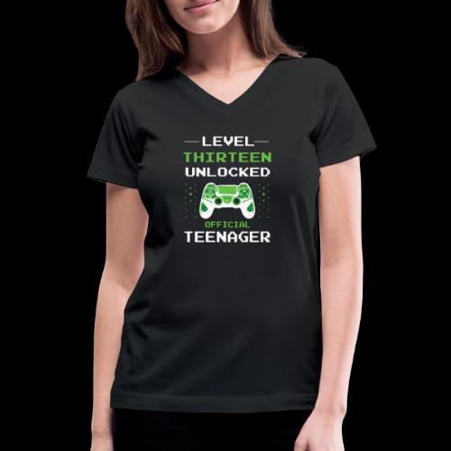 Level Thirteen Unlocked: Official Teenager - Women's V-Neck T-Shirt