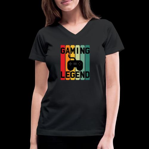 Gaming Legend Retro Bars - Women's V-Neck T-Shirt