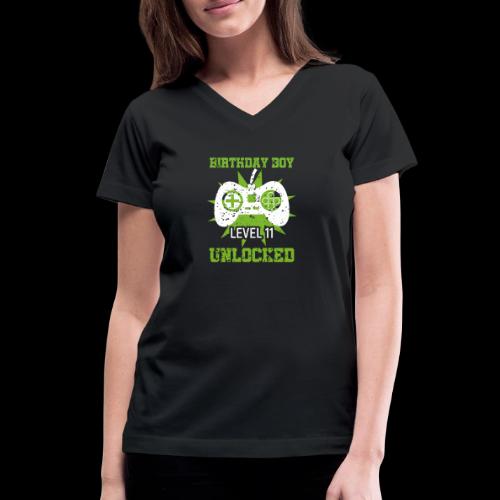 Birthday Boy: Level 11 Unlocked! - Women's V-Neck T-Shirt