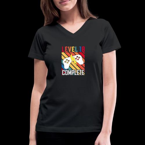 Level 18 Complete! - Women's V-Neck T-Shirt