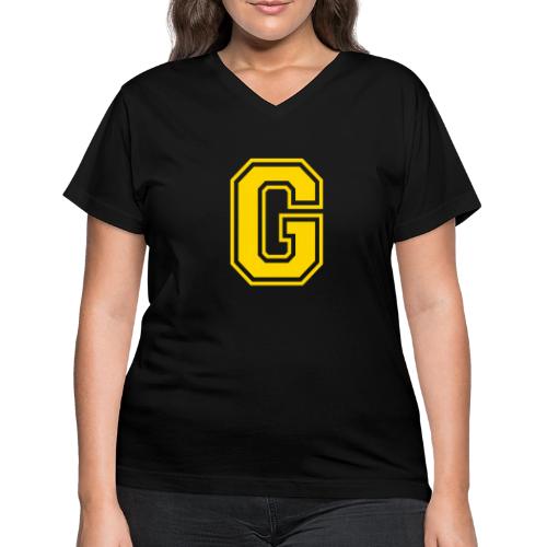 Letter G – Capital Athletic Alphabet Monogram - Women's V-Neck T-Shirt