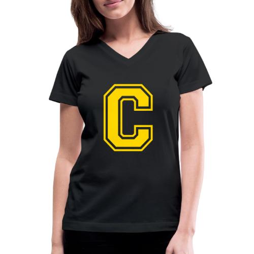 Letter C – Capital Athletic Alphabet Monogram - Women's V-Neck T-Shirt