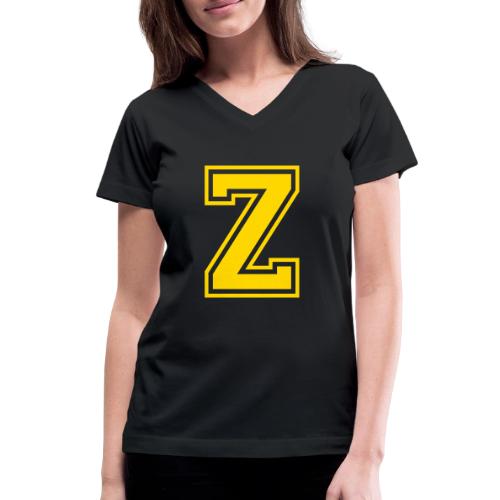 Letter Z – Capital Athletic Alphabet Monogram - Women's V-Neck T-Shirt