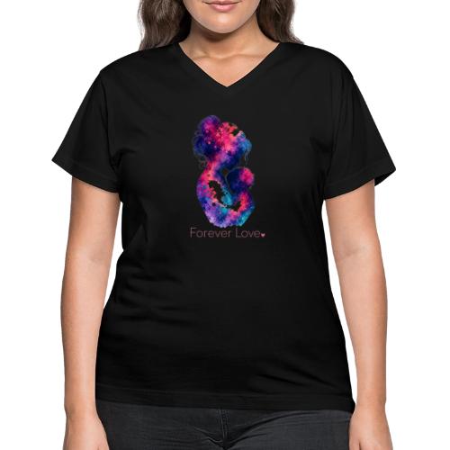 Forever Love-Vibrant Watercolor Mother-Child - Women's V-Neck T-Shirt
