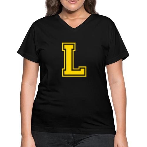 Letter L – Capital Athletic Alphabet Monogram - Women's V-Neck T-Shirt