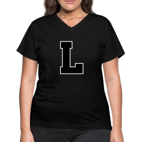 Varsity Letter L Athletic Monogram - Women's V-Neck T-Shirt