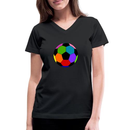 Multi-colored soccer ball - Women's V-Neck T-Shirt