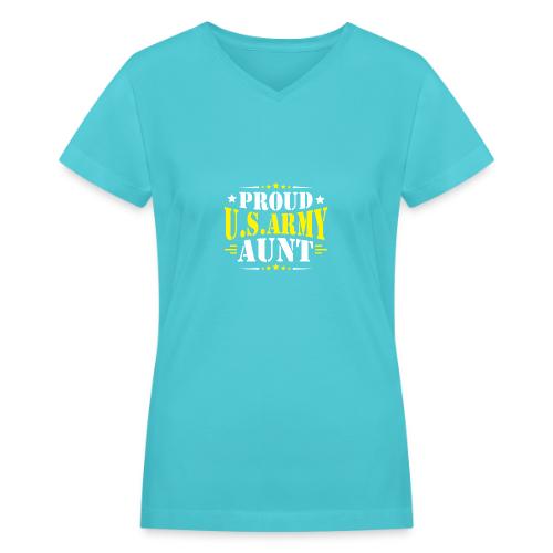 Proud USA army Aunt - Women's V-Neck T-Shirt