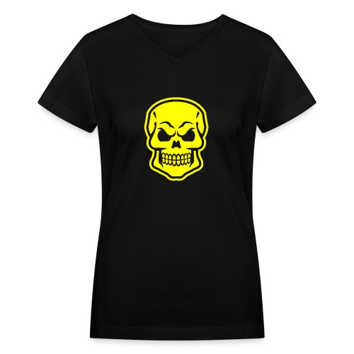 Skull vector yellow - Women's V-Neck T-Shirt