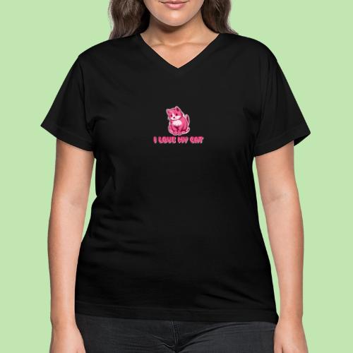 I love my cat - Women's V-Neck T-Shirt