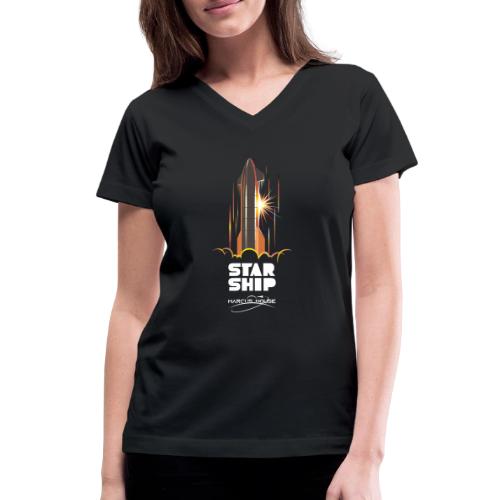 Star Ship Mars - Dark - With Logo - Women's V-Neck T-Shirt