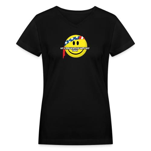 Happy Face USA - Women's V-Neck T-Shirt