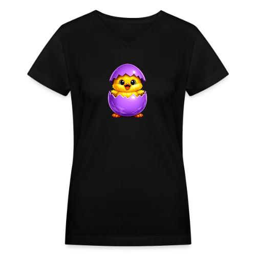 Easter Chick Purple - Women's V-Neck T-Shirt