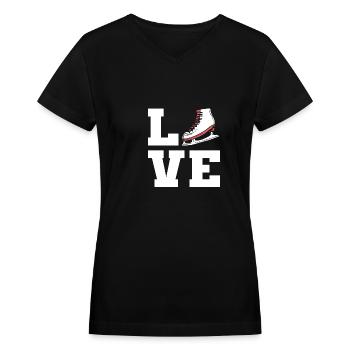 Love Skating Snow Fan Gift - Women's V-Neck T-Shirt - black - Front - Julia (174cm)