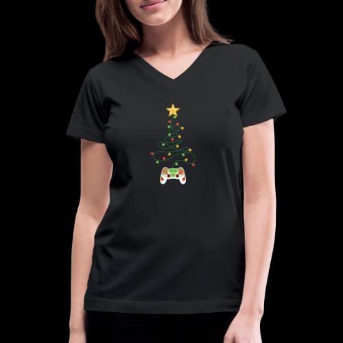 Gaming Christmas Tree Controller - Women's V-Neck T-Shirt