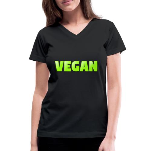 Vegan Bold Green Typography Design - Women's V-Neck T-Shirt