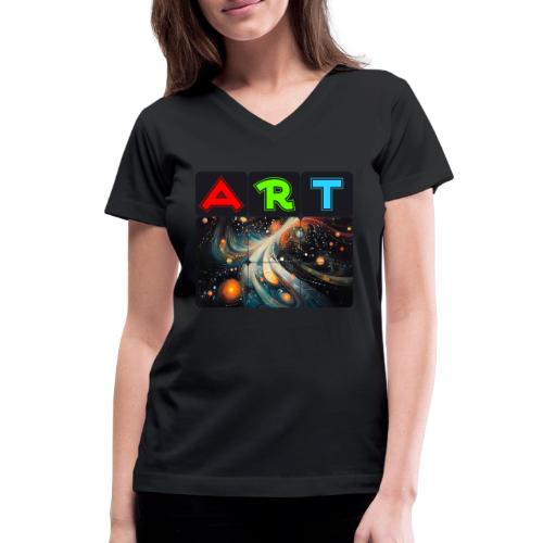 Swirls of Colorful Art - Women's V-Neck T-Shirt