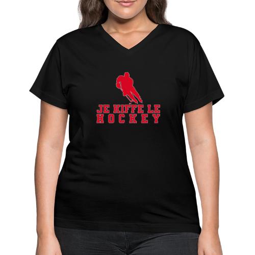 I love hockey - Women's V-Neck T-Shirt