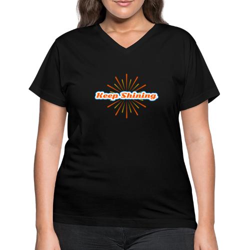 Keep Shining: Radiant Energy Design - Women's V-Neck T-Shirt
