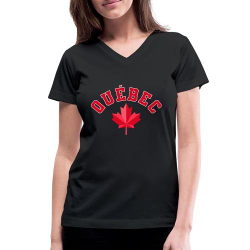 Quebec with maple leaf - Women's V-Neck T-Shirt