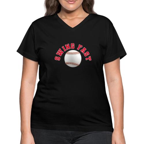 Baseball: Swing Fast Energy - Women's V-Neck T-Shirt