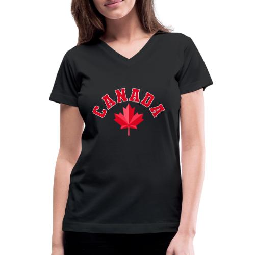Canada with maple leaf - Women's V-Neck T-Shirt