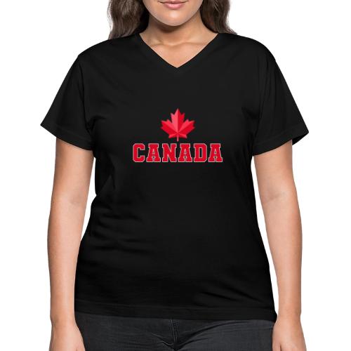 Canada with a maple leaf - Women's V-Neck T-Shirt