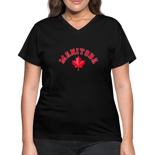 Manitoba with maple leaf - Women's V-Neck T-Shirt