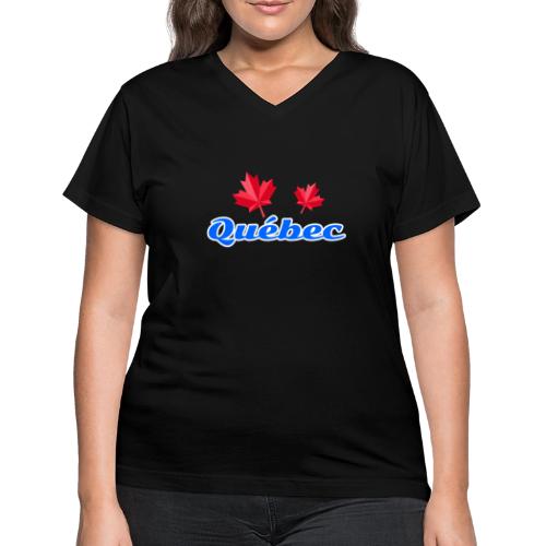 Québec with two red maple leaves - Women's V-Neck T-Shirt