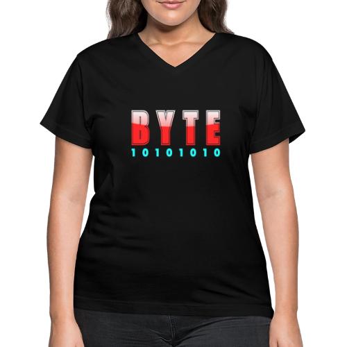 BYTE Binary Code Design - Women's V-Neck T-Shirt