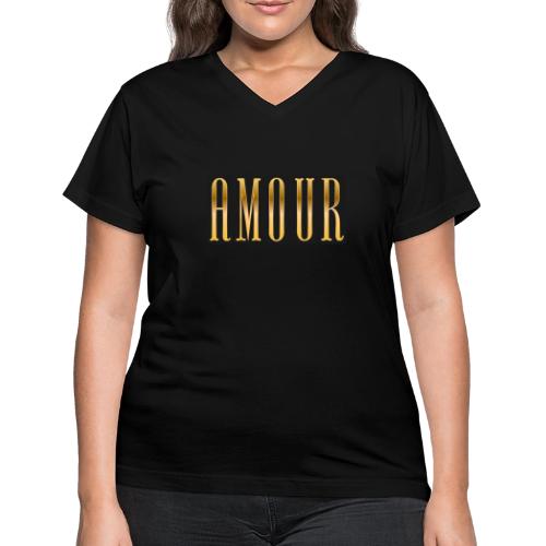 Golden Love - Women's V-Neck T-Shirt
