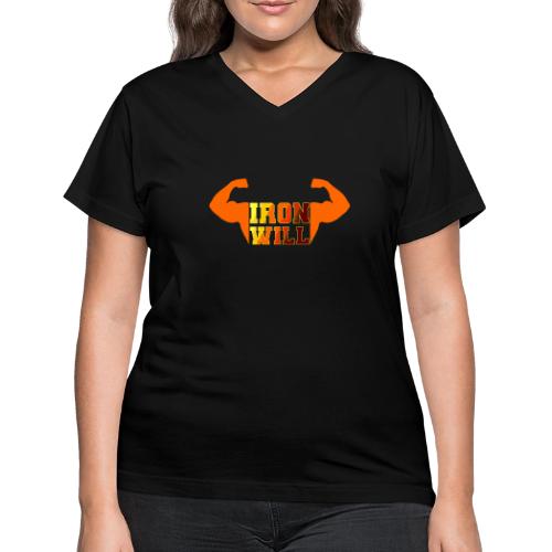 Bodybuilding: Iron Will Power - Women's V-Neck T-Shirt