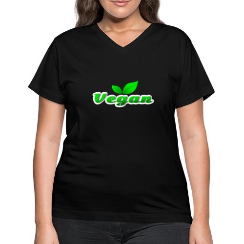 Pure Vegan Leaves - Women's V-Neck T-Shirt