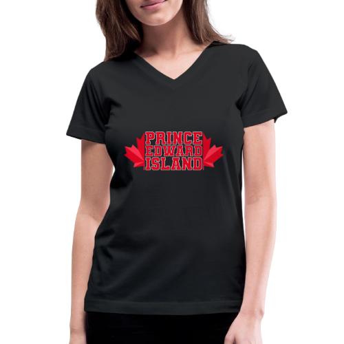 Prince Edward Island with maple leaf - Women's V-Neck T-Shirt