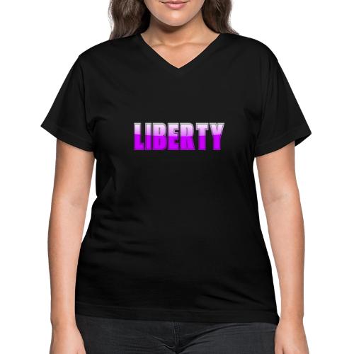 Liberty Typography Graphic Design - Women's V-Neck T-Shirt