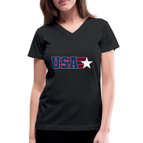 Star Stripe USA - Women's V-Neck T-Shirt