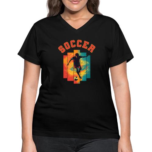 Soccer Heartbeat - Women's V-Neck T-Shirt