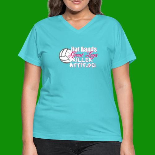 Hot Hands Volleyball - Women's V-Neck T-Shirt