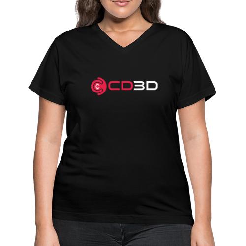 CD3D White Front/CinemaDraft Logo Back - Women's V-Neck T-Shirt