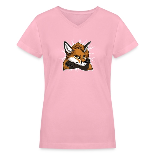 STUCK grumpy Fox Red (double-sided) - Women's V-Neck T-Shirt