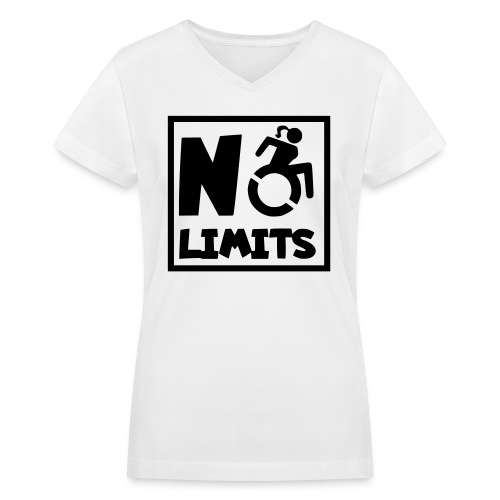 No limits for this female wheelchair user - Women's V-Neck T-Shirt