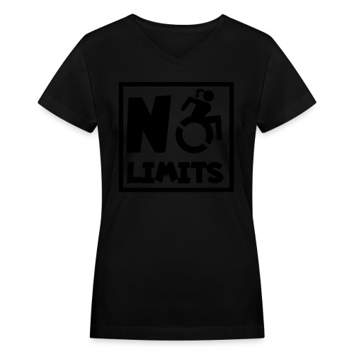 No limits for this female wheelchair user - Women's V-Neck T-Shirt