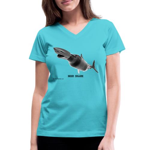 Beer Shark - Women's V-Neck T-Shirt