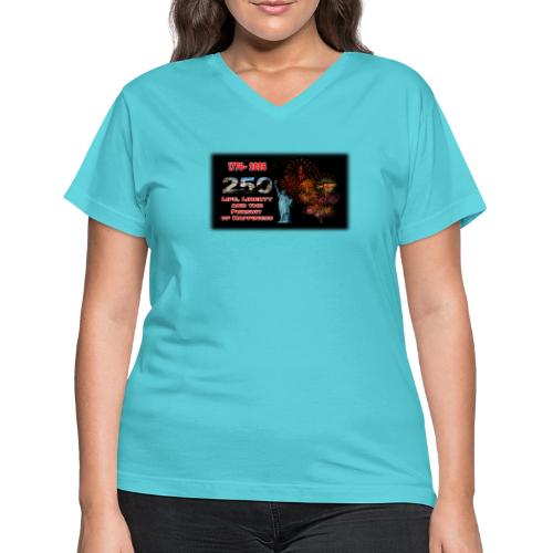 1776 - 2026 - 250 Years USA | Fireworks - Women's V-Neck T-Shirt