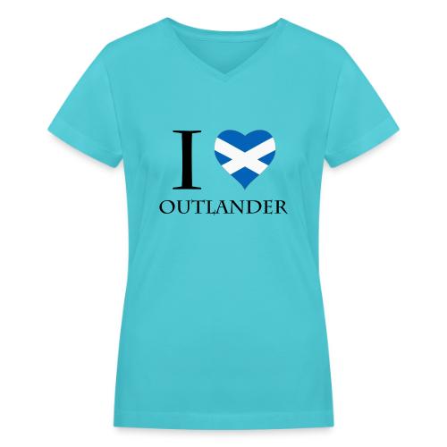 I LOVE OUTLANDER HEART - Women's V-Neck T-Shirt