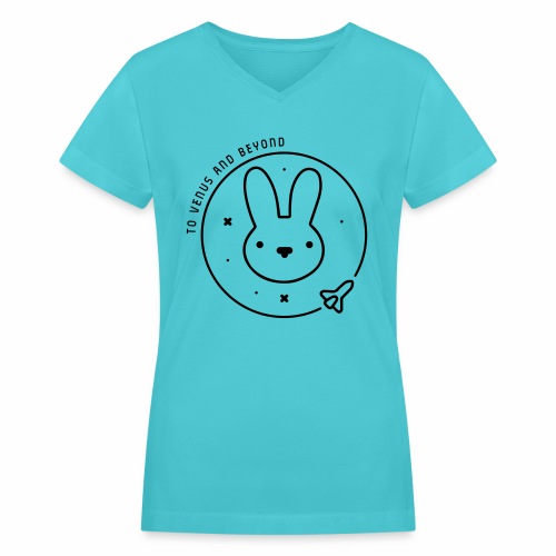 Space Bunny - To Venus And Beyond - Women's V-Neck T-Shirt