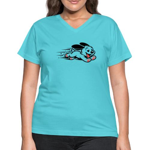 Speedy Pup Sprint on the Run - Women's V-Neck T-Shirt