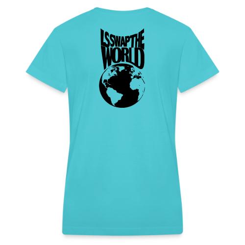 LS Swap the World (Front & Back) - Women's V-Neck T-Shirt