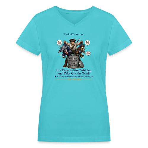 Fav Patriot Taking Out Trash-Printed Front & Back - Women's V-Neck T-Shirt